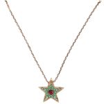 Mariana Necklace Pendant Star Shaped in Greens, Padparadscha & Moonlight Austrian Crystals Boloria Dia My Butterfly Coll. - Image 3