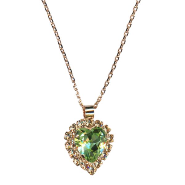 Mariana Necklace Pendant Heart Clustered Chrysolite & Golden Shadow Austrian Crystals Boloria Dia My Butterfly Coll.
