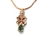 Necklace Pendant By Mariana Woman Ruby and Black Diamond Swarovski Crystals-RG