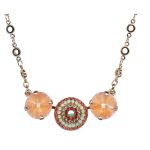 Mariana Necklace Pendant Exquisite Trio in Orange Opal, Padparadscha, Chrysolite Opal & Moonlight Austrian Crystal Boloria Dia My Butterfly Coll.