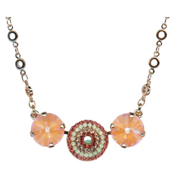 Mariana Necklace Pendant Exquisite Trio in Orange Opal, Padparadscha, Chrysolite Opal & Moonlight Austrian Crystal Boloria Dia My Butterfly Coll.