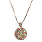 Mariana Necklace Pendant Guardian Angel in Greens, Padparadscha & Golden Shadow Austrian Crystals Boloria Dia My Butterfly Coll.