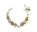 Mariana Bracelet Rutilated Yellow Quartz, White Howlite Minerals w/ Golden Shadow & Browns Austrian Crystals My Treasures Coll. - Image 3