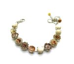 Mariana Bracelet Rutilated Yellow Quartz, White Howlite Minerals w/ Golden Shadow & Browns Austrian Crystals My Treasures Coll.