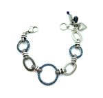 Bracelet By Mariana Woman Beautiful Circle Montana Blue Swarovski Crystals. Silver Plated