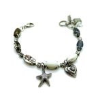 Mariana Bracelet Pyrite & White Shell Starfish and Austrian Crystal - Silver Plated - Image 3