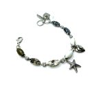Mariana Bracelet Pyrite & White Shell Starfish and Austrian Crystal - Silver Plated - Image 2