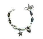 Mariana Bracelet Pyrite & White Shell Starfish and Austrian Crystal - Silver Plated