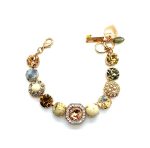 Bracelet By Mariana Tea Time Coll. Riverstone Mineral and Azure and Topaz Swarovski Crystals