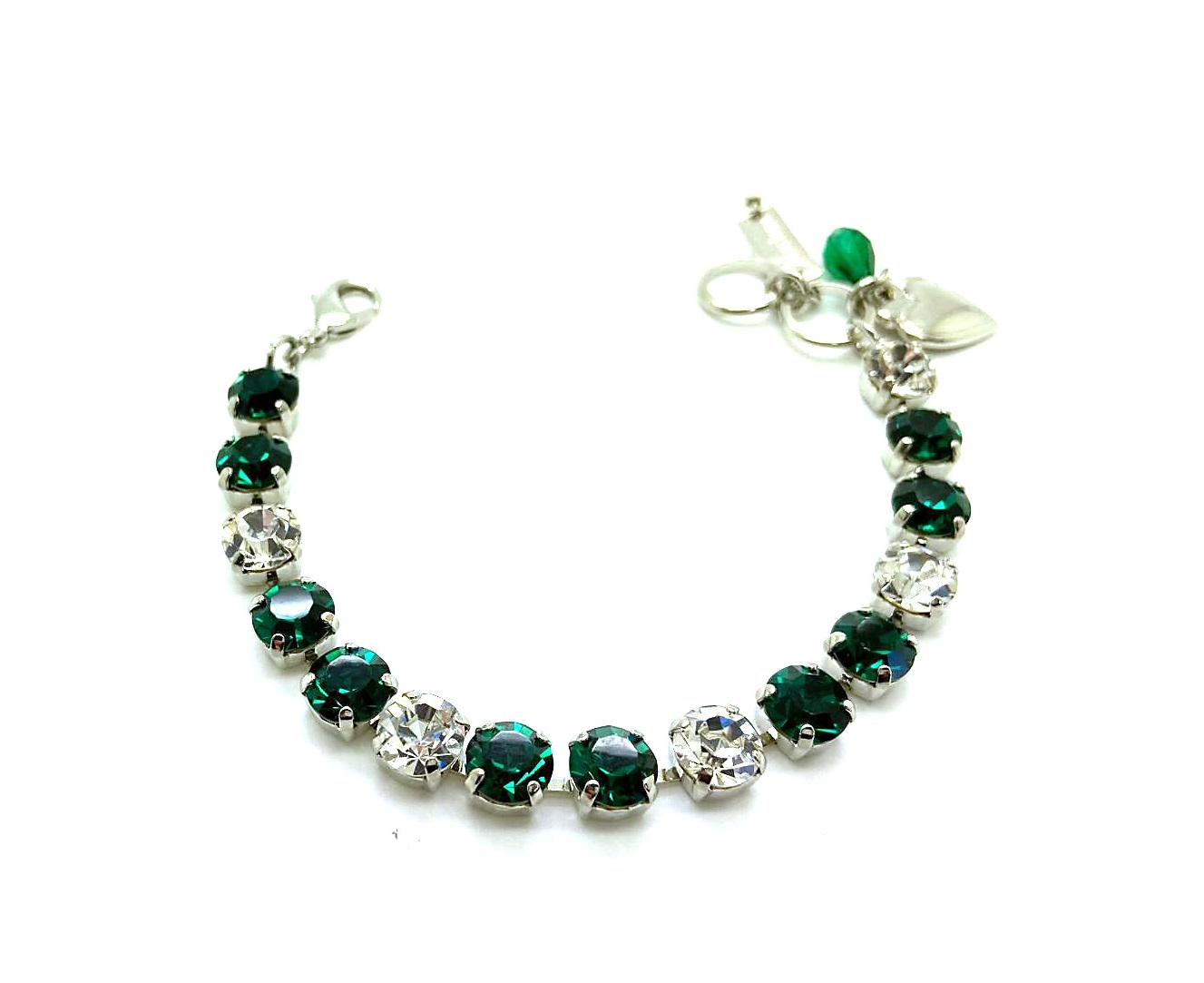 B-4252-205001-RO (3) Bracelet By Mariana Woman Simply Elegant Emerald and Clear Swarovski Crystals - Image 1