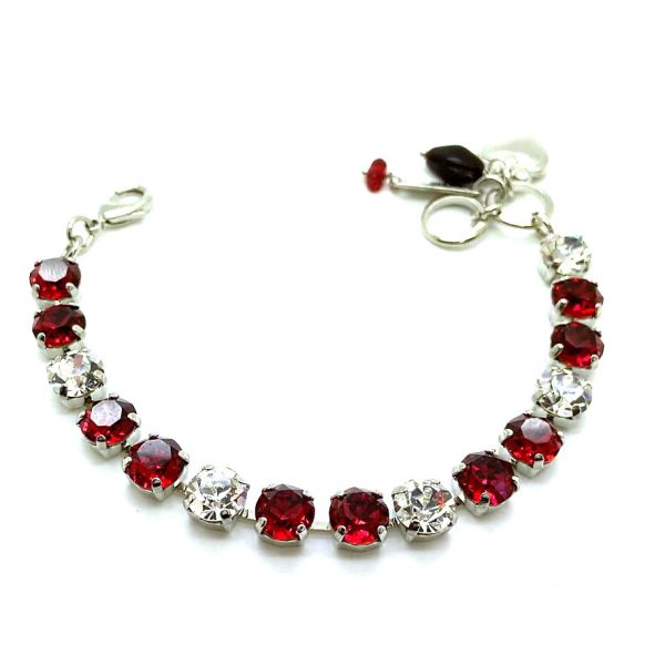 Bracelet By Mariana Woman Stunning Ruby and Clear Swarovski Crystals