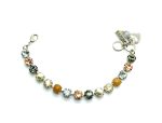 Mariana Bracelet Yellow Jasper Mineral w/ Clear, Blk Dia, Lt Smoked Topaz, Cream Pearl & Golden Shadow Austrian Crystals Earl Grey Tea Time Coll.
