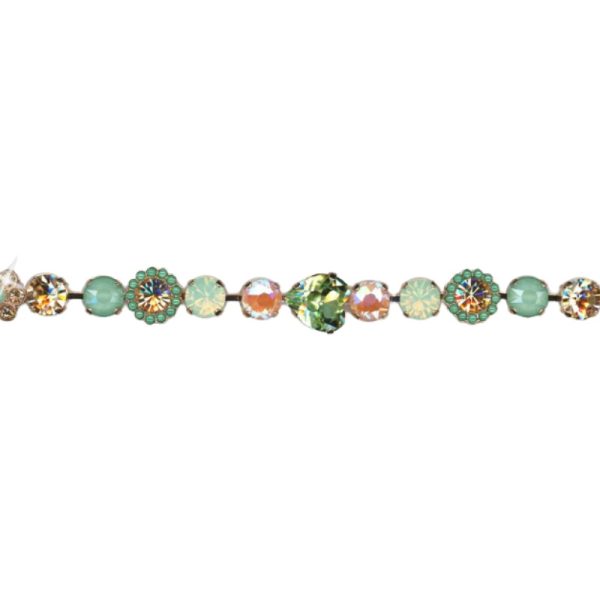 Mariana Bracelet Lovely Floral Sun Kissed Peach, Padparadscha, Greens & Golden Shadow Austrian Crystals Boloria Dia My Butterfly Coll.
