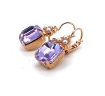 Earrings By Mariana Woman Pearl and Lt. Amethyst Swarovski Crystals - Image 4