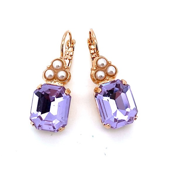 Earrings By Mariana Woman Pearl and Lt. Amethyst Swarovski Crystals
