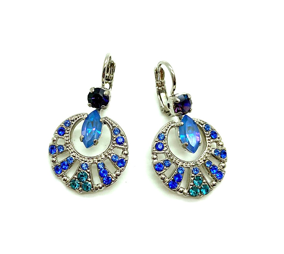 E-1036-4-1137-RO6 (2) Mariana Earrings Boho Gypsy in Blues Austrian Crystals Sleepytime Tea Time Coll. - Image 1
