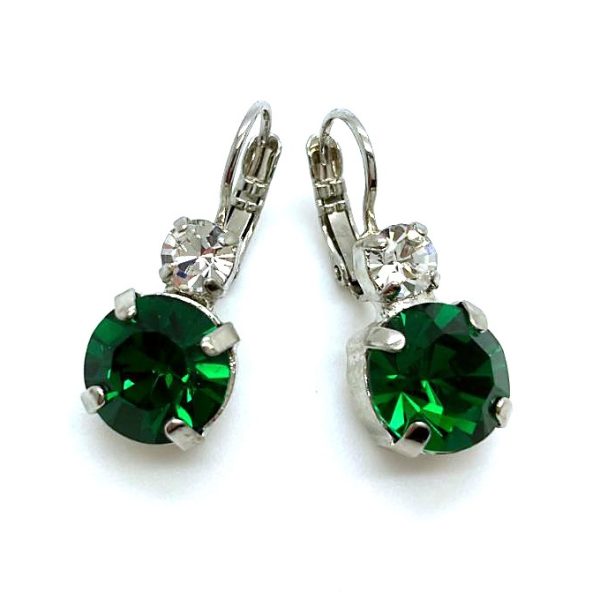 Earrings By Mariana Woman Clear and Emerald Swarovski Crystals-RO