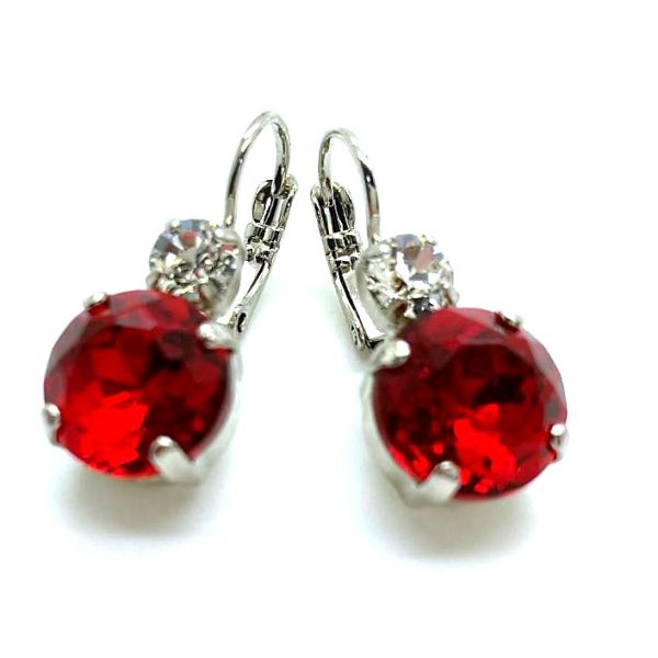 Mariana Earrings Faceted Ruby & Clear Austrian Crystals My Treasures Coll.