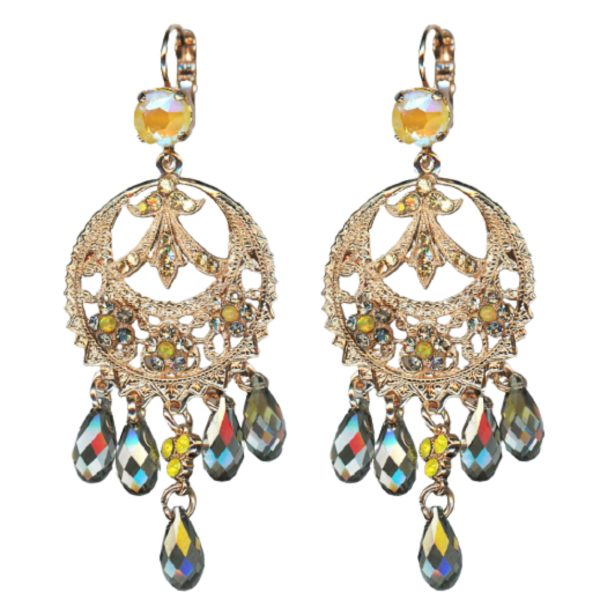 Mariana Earrings Boho Chic Yellows, Silver Night & Tabac Austrian Crystals Catopsilia Pomona My Butterfly Coll.