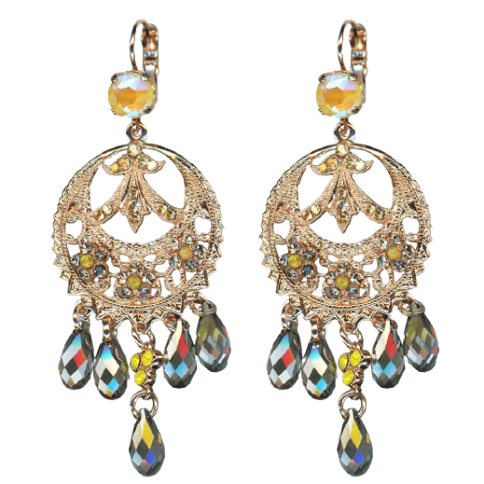 E-1043-1-1121-RG6(1) Mariana Earrings Boho Chic Yellows, Silver Night & Tabac Austrian Crystals Catopsilia Pomona My Butterfly Coll. - Image 1