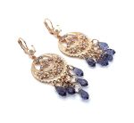 Earrings By Mariana Woman Boho Chic Light Amethyst, Pearl and Tanzanite Swarovski Crystals - Image 3