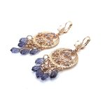 Earrings By Mariana Woman Boho Chic Light Amethyst, Pearl and Tanzanite Swarovski Crystals - Image 2