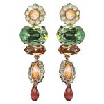Mariana Earrings Elegant Dangling Sun Kissed Peach, Greens, Padparadscha & Lt Smoked Topaz Austrian Crystals Boloria Dia My Butterfly Coll. - Image 2