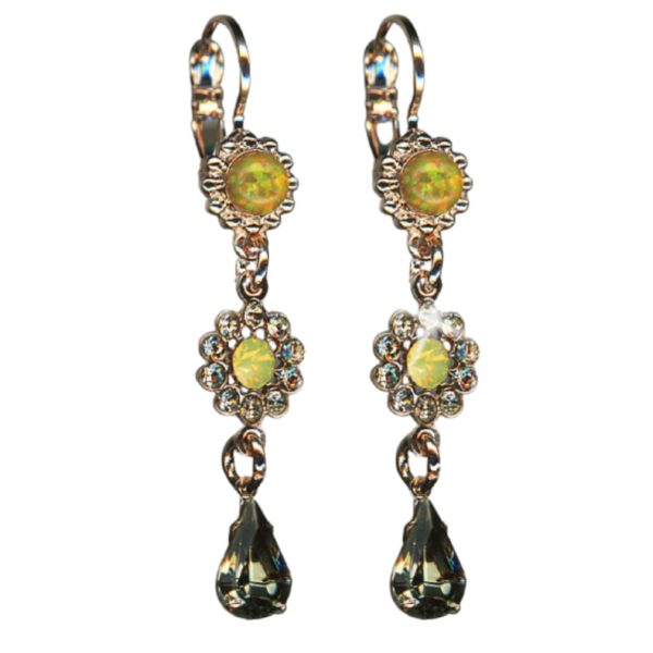 Mariana Earrings Elegant Blk Diamond, Silver Night & Yellows Austrian Crystals Catopsilia Pomona My Butterfly Coll.