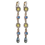 Mariana Earrings Multi Tier Floral AB, Silver Night & Yellow Opal Austrian Crystals Catopsilia Pomona My Butterfly Coll.
