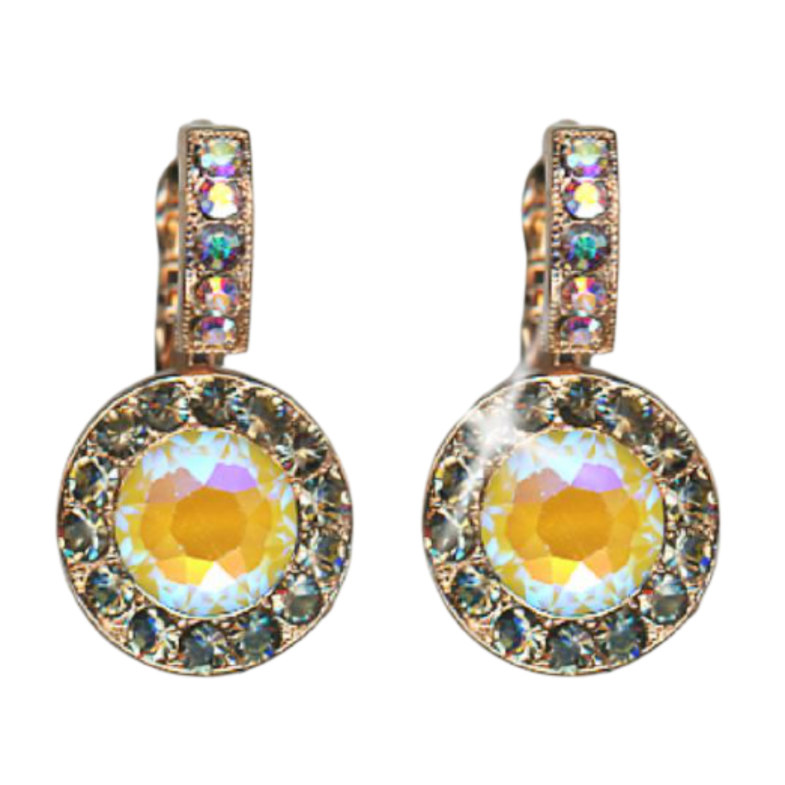 E-1129-1-1121-RG6(1) Mariana Earrings Shimmering AB, Blk Dia & Sun Kissed Sunshine Austrian Crystals Catopsilia Pomona My Butterfly Coll. - Image 1