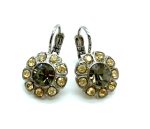 Mariana Earrings Floral in Golden Shadow & Blk Diamond Austrian Crystals Earl Grey Tea Time Coll.