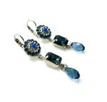 Earrings By Mariana Woman Dangling Sapphire and Montana Blue Swarovski Crystals - Image 4