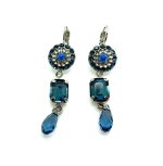 Earrings By Mariana Woman Dangling Sapphire and Montana Blue Swarovski Crystals