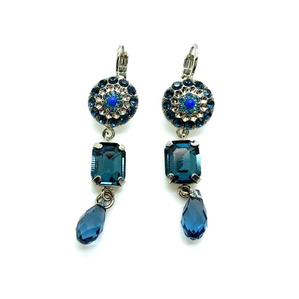 Earrings By Mariana Woman Dangling Sapphire and Montana Blue Swarovski Crystals