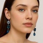 Earrings By Mariana Woman Dangling Sapphire and Montana Blue Swarovski Crystals - Image 3