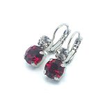 Earrings By Mariana My Treasures Coll. Alluring Ruby & Clear Swarovski Crystals