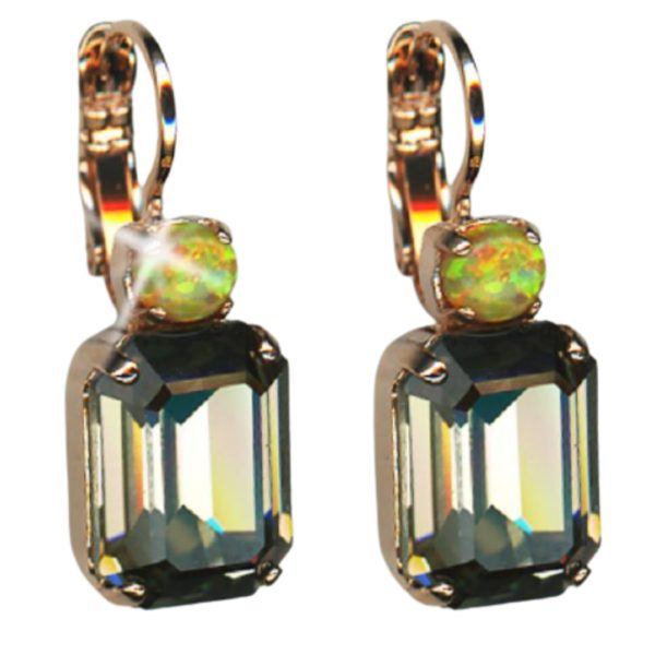 Mariana Earrings Elegant Black Diamond & Yellow Synthetic Opal Austrian Crystals Catopsilia Pomona My Butterfly Coll.