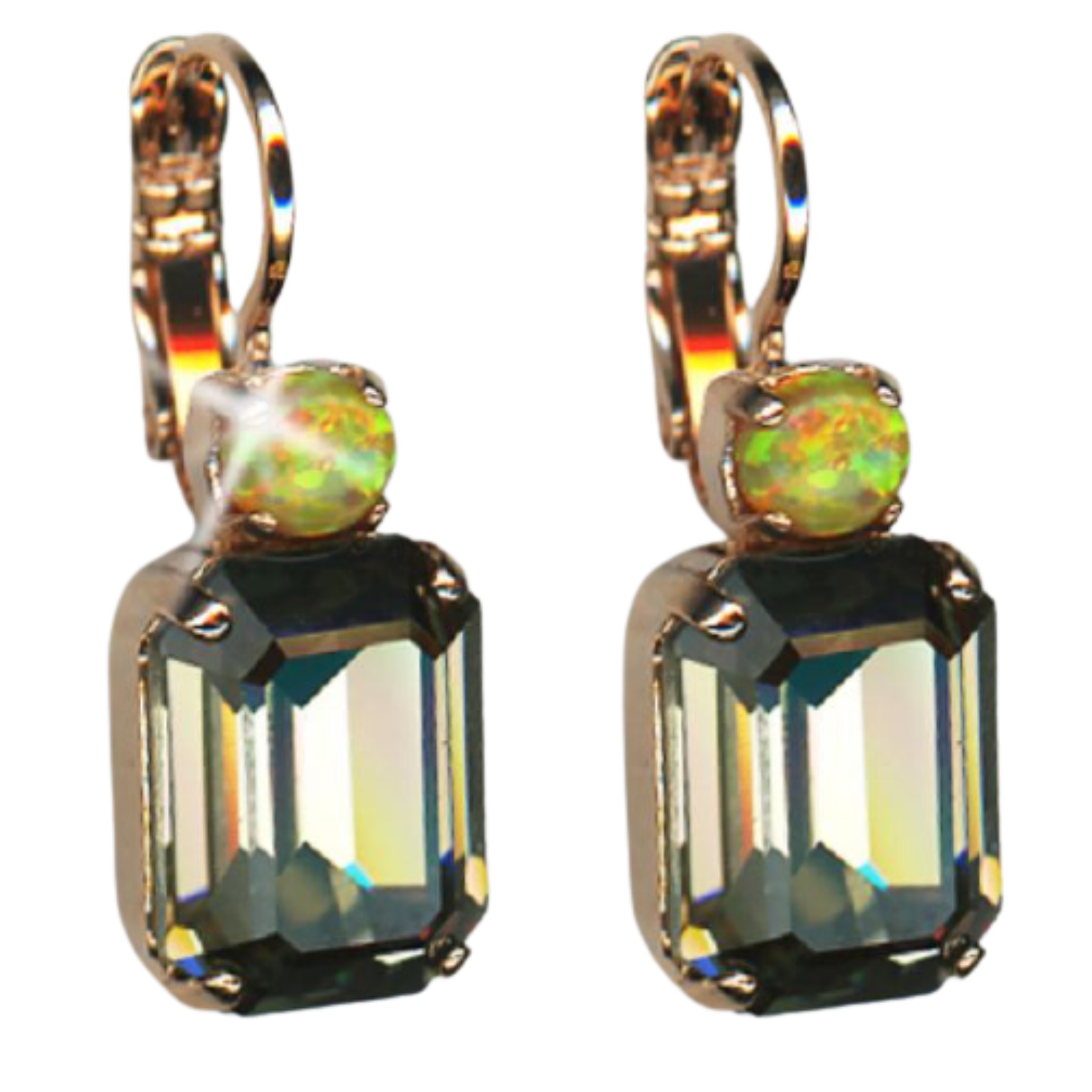 E-1233-1-1121-RG6(1) Mariana Earrings Elegant Black Diamond & Yellow Synthetic Opal Austrian Crystals Catopsilia Pomona My Butterfly Coll. - Image 1