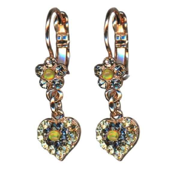 Earrings By Mariana Woman Heart Dangling Yellow Opal Swarovski Crystals