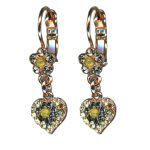 Earrings By Mariana Woman Heart Dangling Yellow Opal Swarovski Crystals - Image 3