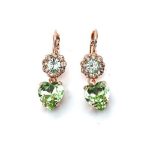 Mariana Earrings Floral Heart Dangling Chrysolite & Golden Shadow Austrian Crystals Boloria Dia My Butterfly Coll.