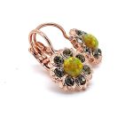 Earrings By Mariana My Butterfly Coll. Floral Black Diamond & Yellow Synthetic Opal Swarovski Crystals - Image 3