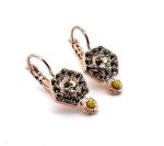 Earrings By Mariana Woman Hexagon Shaped Tabac and Yellows Swarovski Crystals - Image 2
