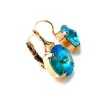 Earrings By Mariana Woman Luscious Round Teal Blue Swarovski Crystals - Image 3