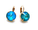 Earrings By Mariana Woman Luscious Round Teal Blue Swarovski Crystals