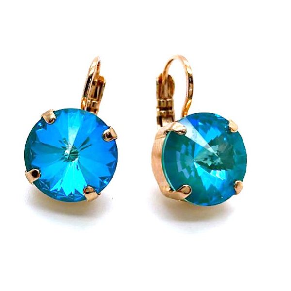 Earrings By Mariana Woman Luscious Round Teal Blue Swarovski Crystals