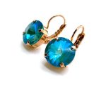 Earrings By Mariana Woman Luscious Round Teal Blue Swarovski Crystals - Image 2