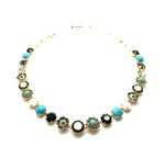 Mariana Necklace Turquoise, White Shell Minerals & Austrian Crystals Zanzibar Africa Coll. - Image 3