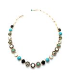 Mariana Necklace Turquoise, White Shell Minerals & Austrian Crystals Zanzibar Africa Coll. - Image 2