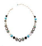 Mariana Necklace Turquoise, White Shell Minerals & Austrian Crystals Zanzibar Africa Coll.